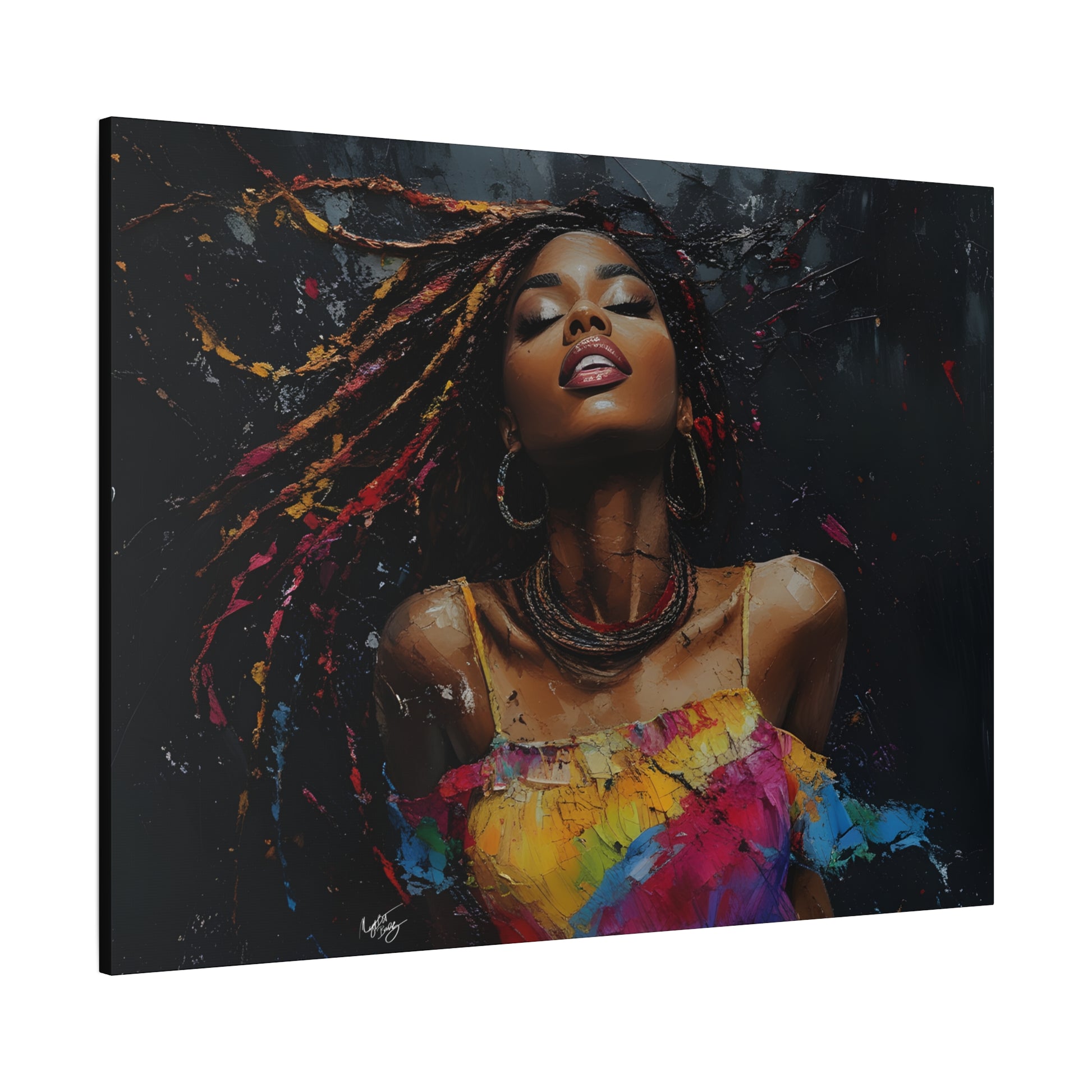 Euphoria Afrocentric Black Woman Abstract Art Canvas Wall Print - Xtreme Shopper