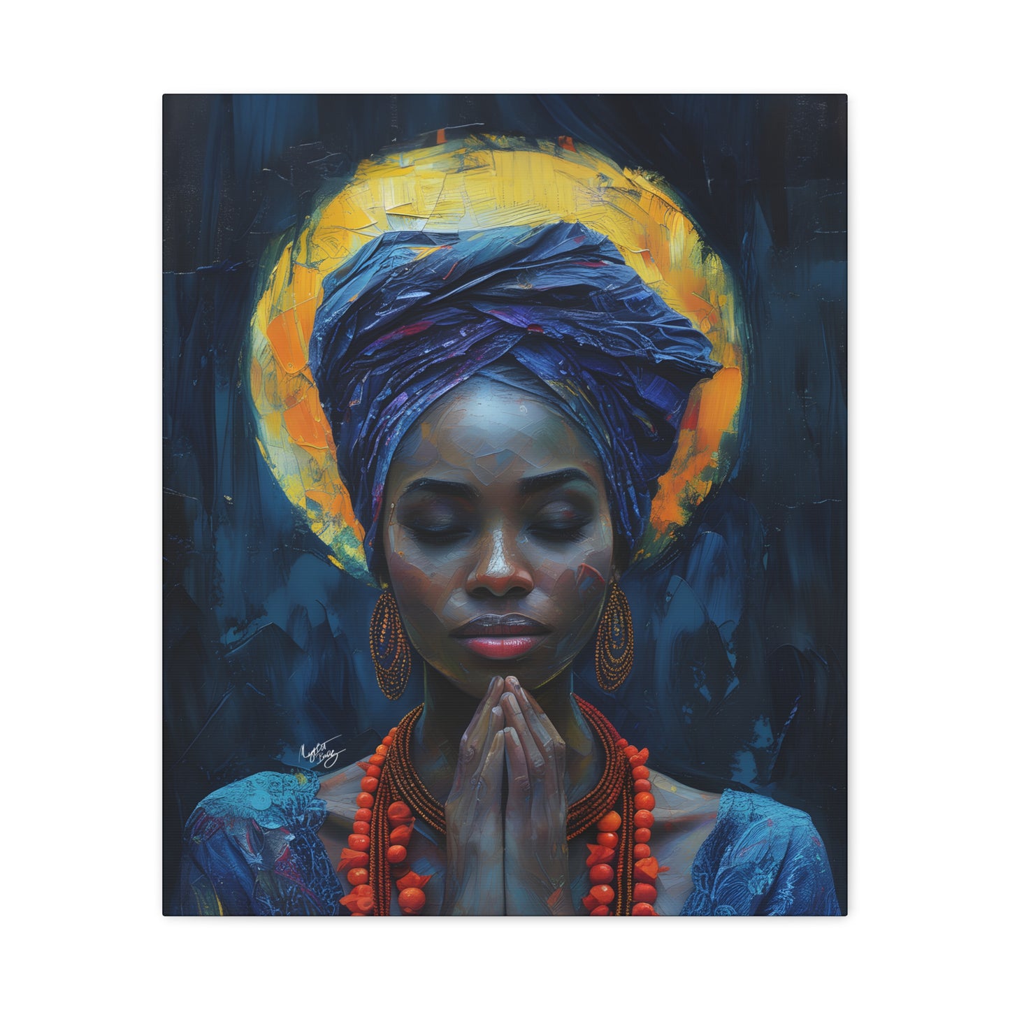 Sunset Relaxation Afrocentric Black Woman Spiritual Art Canvas Wall Print