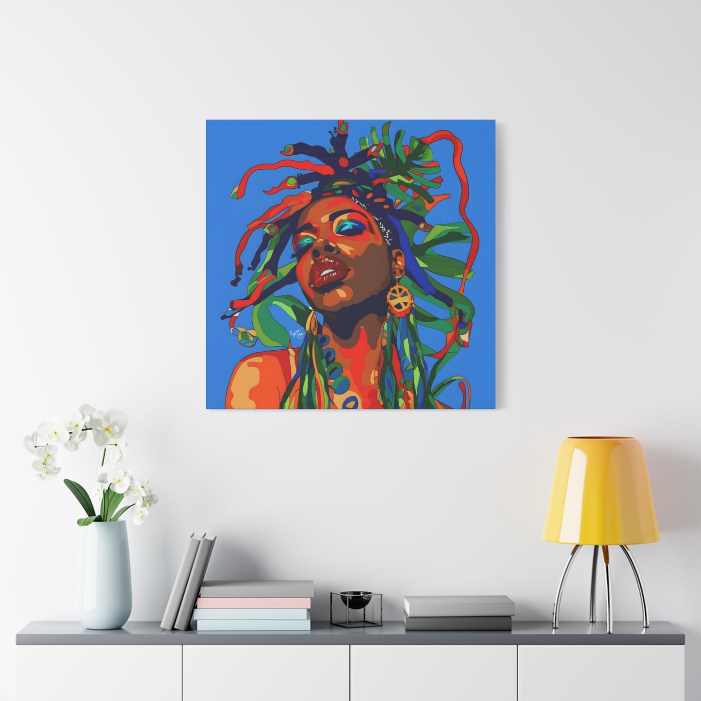 I'm Feeling It Afrocentric Black Woman Abstract Art Canvas Wall Print