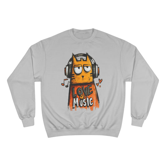 Cats Love and Music Pet Lover Art Streetwear Champion Sweatshirt - Xtreme Shopper