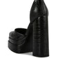 Tempt Me Croc Textured Vegan Leather High Heeled Platform Sandals - Xtreme Shopper