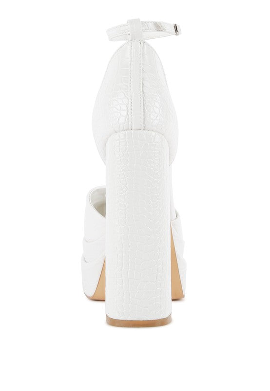 Tempt Me Croc Textured Vegan Leather High Heeled Platform Sandals - Xtreme Shopper