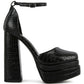 Tempt Me Croc Textured Vegan Leather High Heeled Platform Sandals - Xtreme Shopper