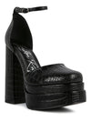 Tempt Me Croc Textured Vegan Leather High Heeled Platform Sandals - Xtreme Shopper
