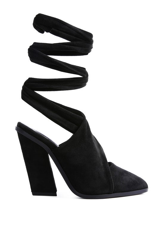 Mama Fav Lace Up High Block Heeled Mules - Xtreme Shopper