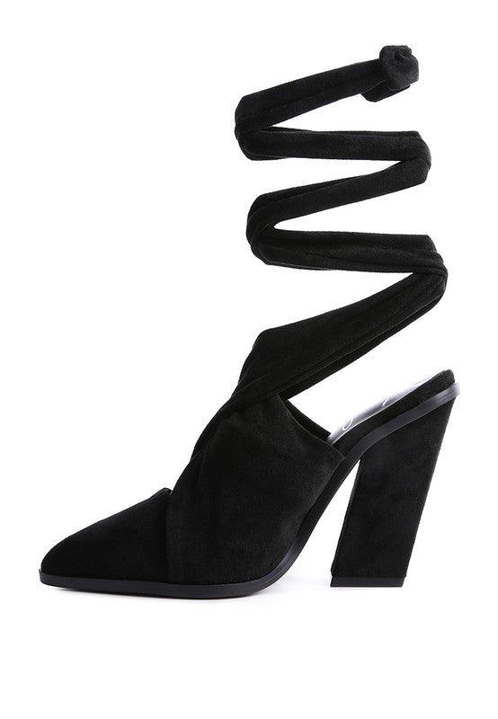 Mama Fav Lace Up High Block Heeled Mules - Xtreme Shopper