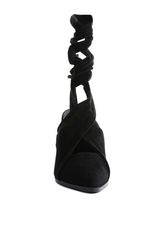 Mama Fav Lace Up High Block Heeled Mules - Xtreme Shopper