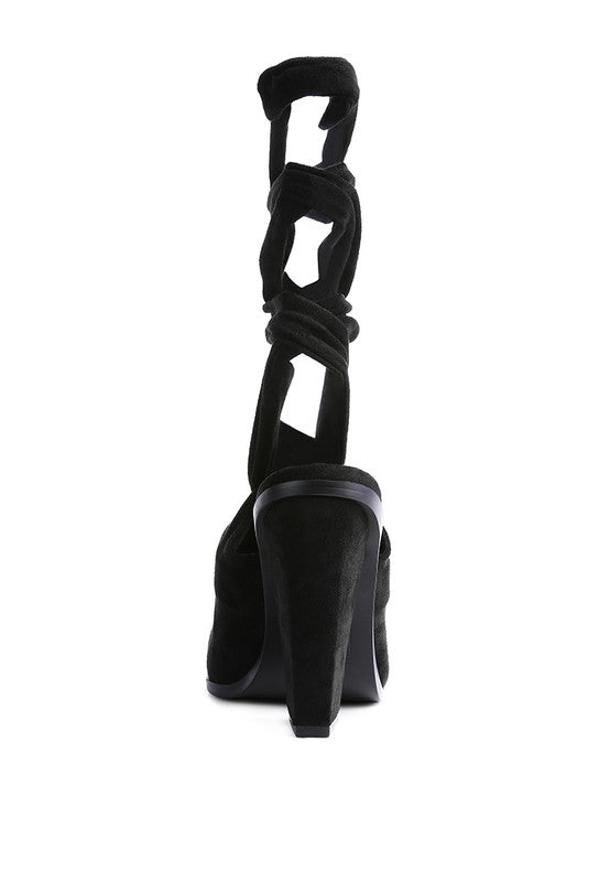 Mama Fav Lace Up High Block Heeled Mules - Xtreme Shopper