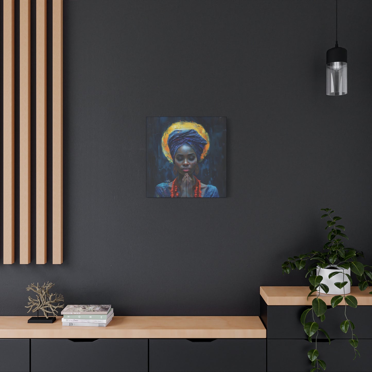 Sunset Relaxation Afrocentric Black Woman Spiritual Art Canvas Wall Print