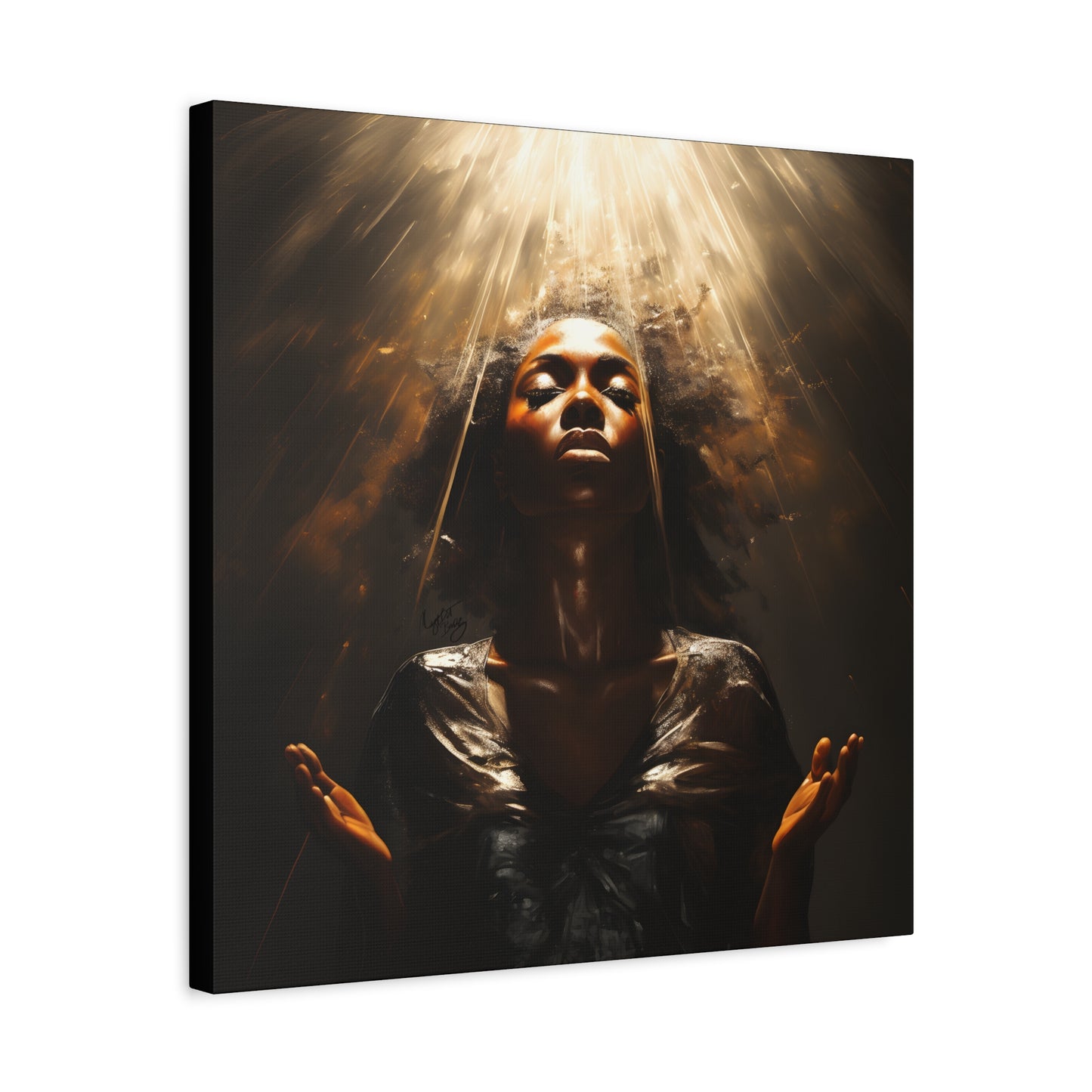 Give Me Strength Afrocentric Black Woman Inspirational Spiritual Art Canvas Wall Print