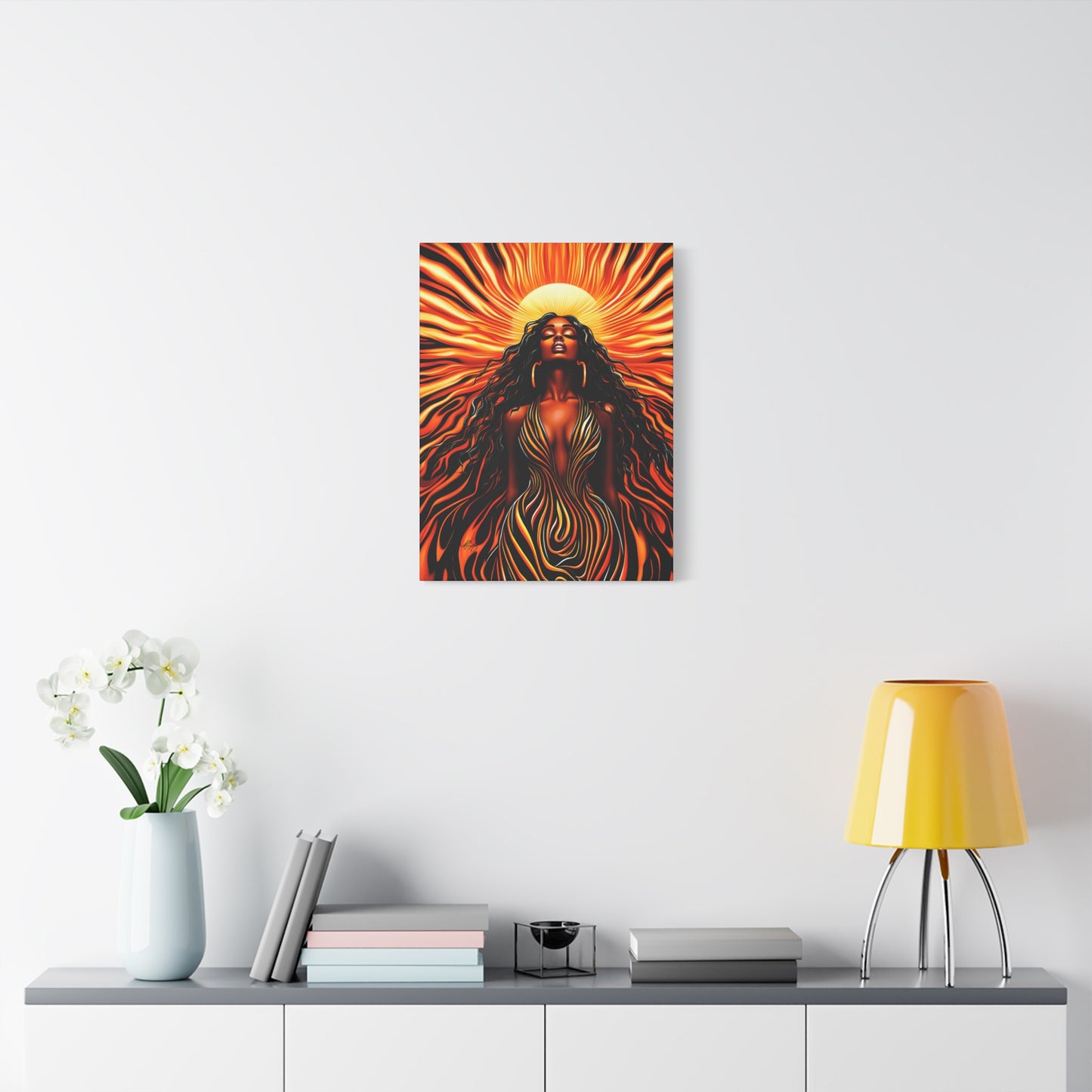 Sunkissed Afrocentric Black Woman Abstract Art Canvas Wall Print