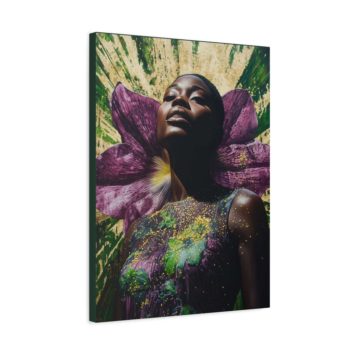 Blooming With Beauty Afrocentric Black Woman Inspirational Spiritual Art Canvas Wall Print