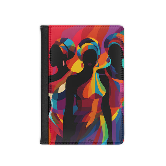 Girlfriends In Abstract Vegan Leather Black Art RFID Blocking Passport Cover