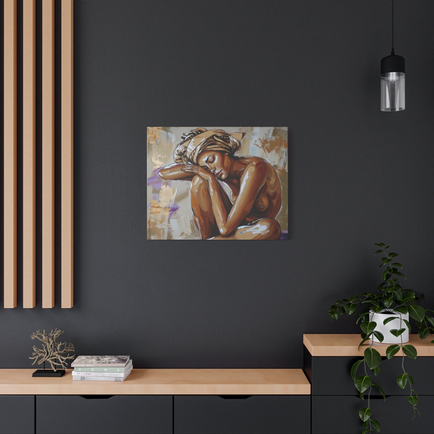 Home Alone Black Woman Art Canvas Wall Print