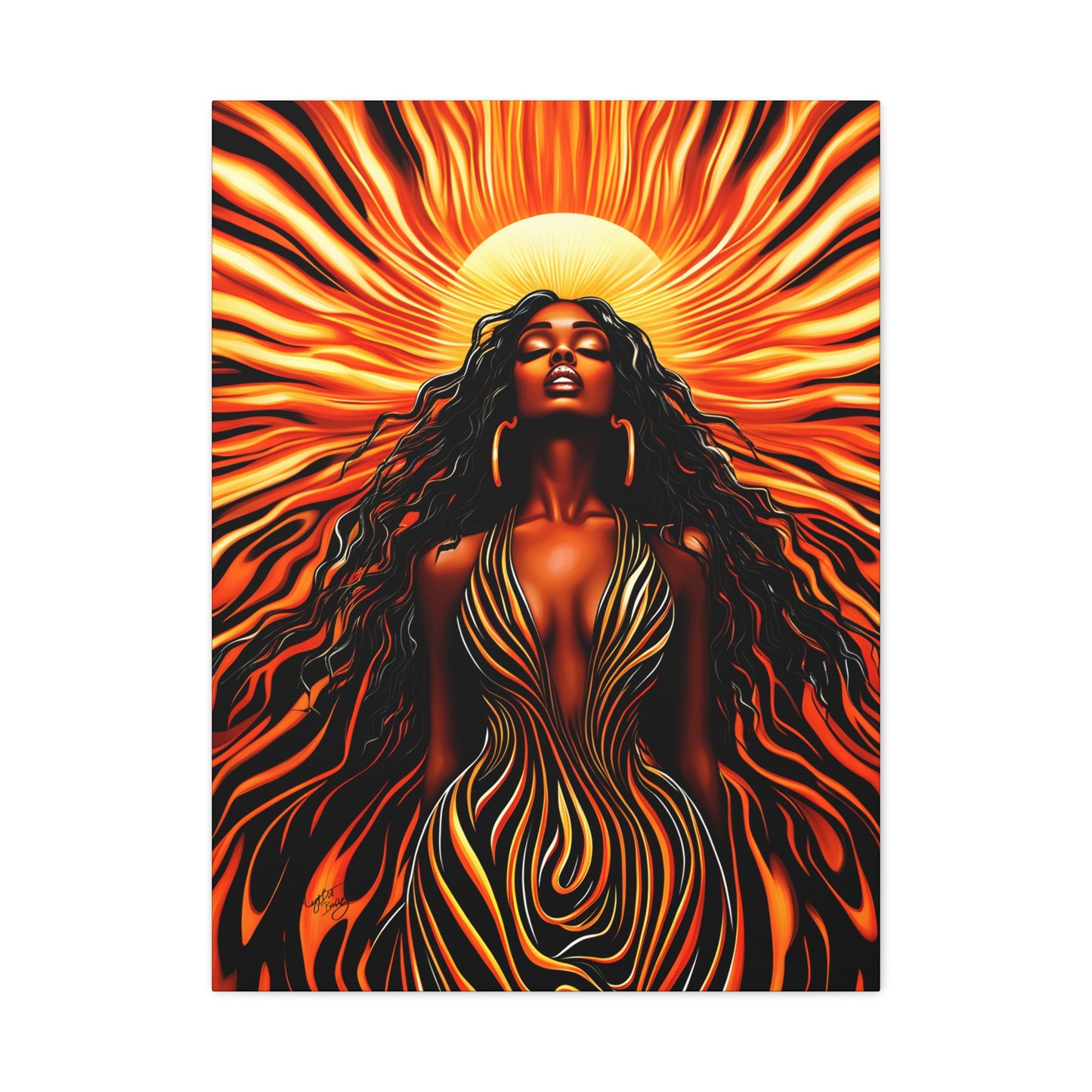 Sunkissed Afrocentric Black Woman Abstract Art Canvas Wall Print