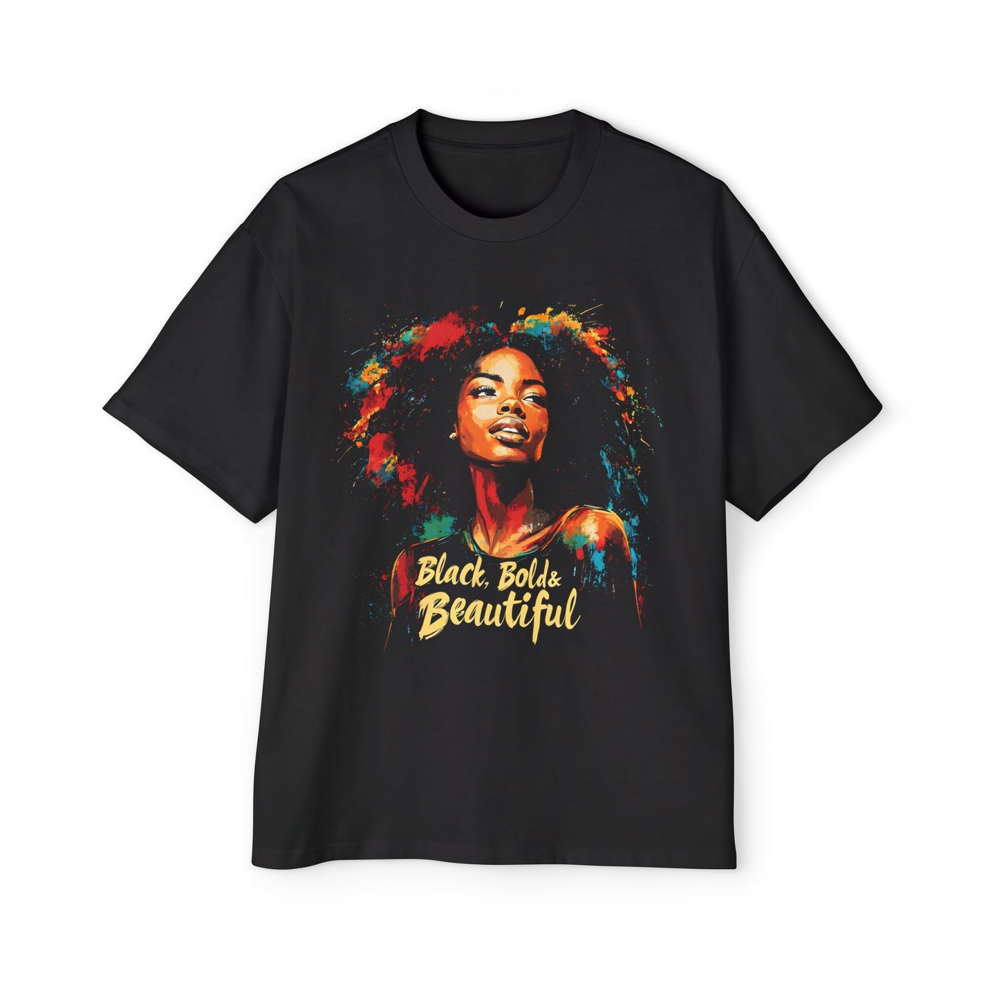 Black Bold and Beautiful Streetwear Unisex Heavyweight Cotton Oversized T-Shirt