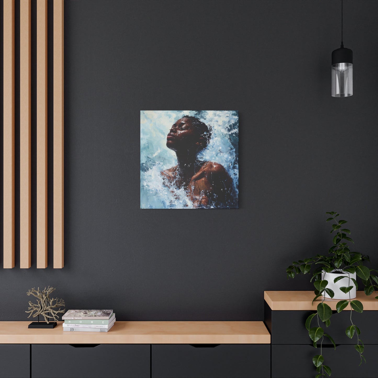Refreshed Afrocentric Black Woman Art Canvas Wall Print