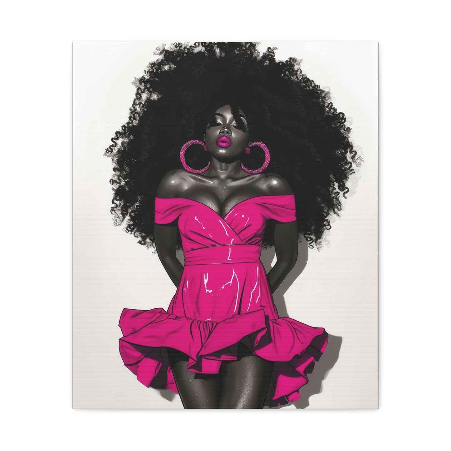 Pink Is My Color Black Woman Art Canvas Wall Print