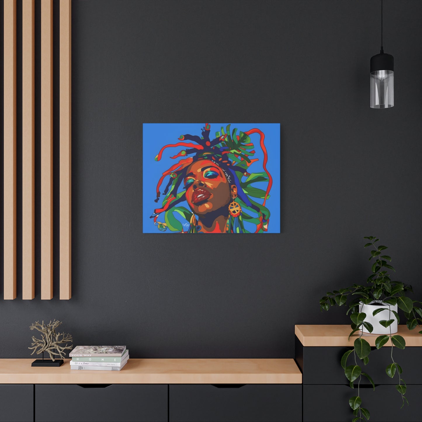 I'm Feeling It Afrocentric Black Woman Abstract Art Canvas Wall Print