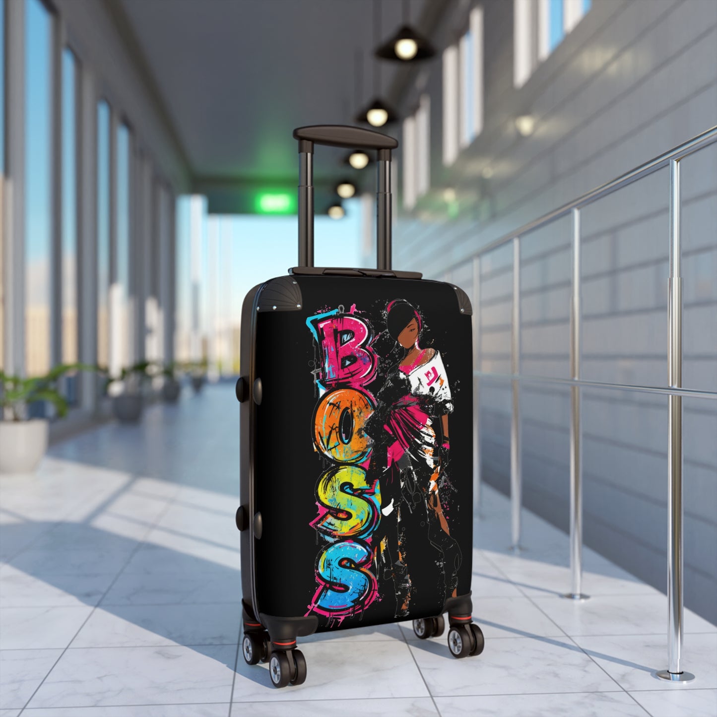 Boss Chick Black Woman Art Hardshell Hardside Lockable Spinner Suitcase Luggage