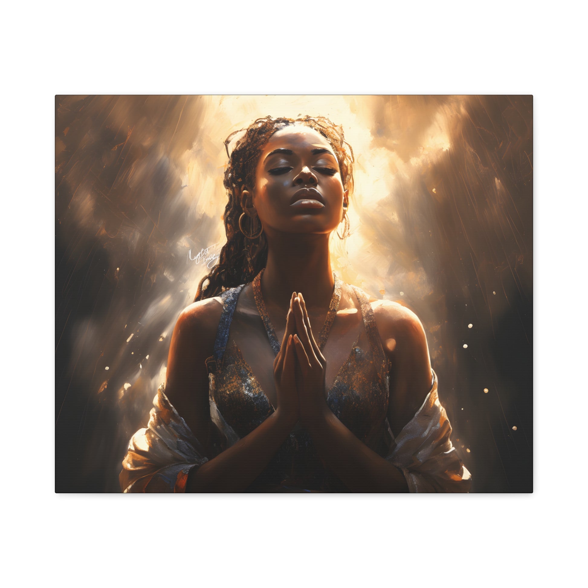 Please Listen To My Prayers Afrocentric Black Inspirational Spiritual Art Canvas Wall Print - Xtreme Shopper