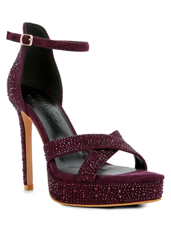REGALIA Diamante Studded High Heel Dress Sandals - Xtreme Shopper
