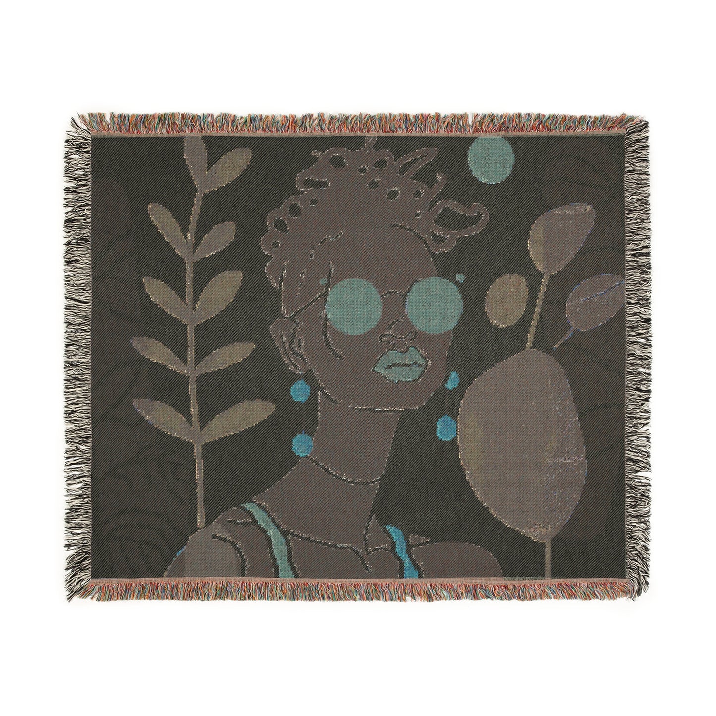 Abstract Chillin' Afrocentric Black Woman Abstract Art Woven Throw Blanket