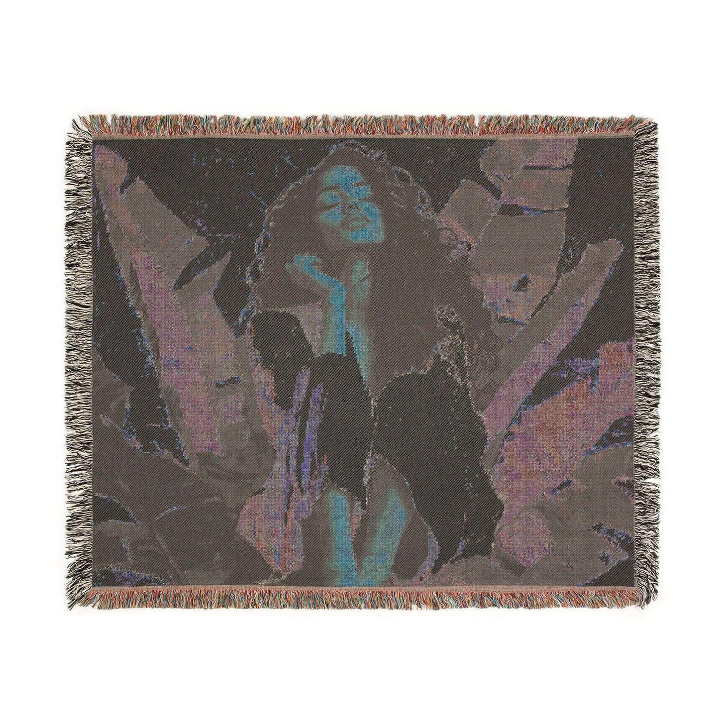 So Blessed and Relaxed Black Woman Afrocentric Art Woven Throw Blanket