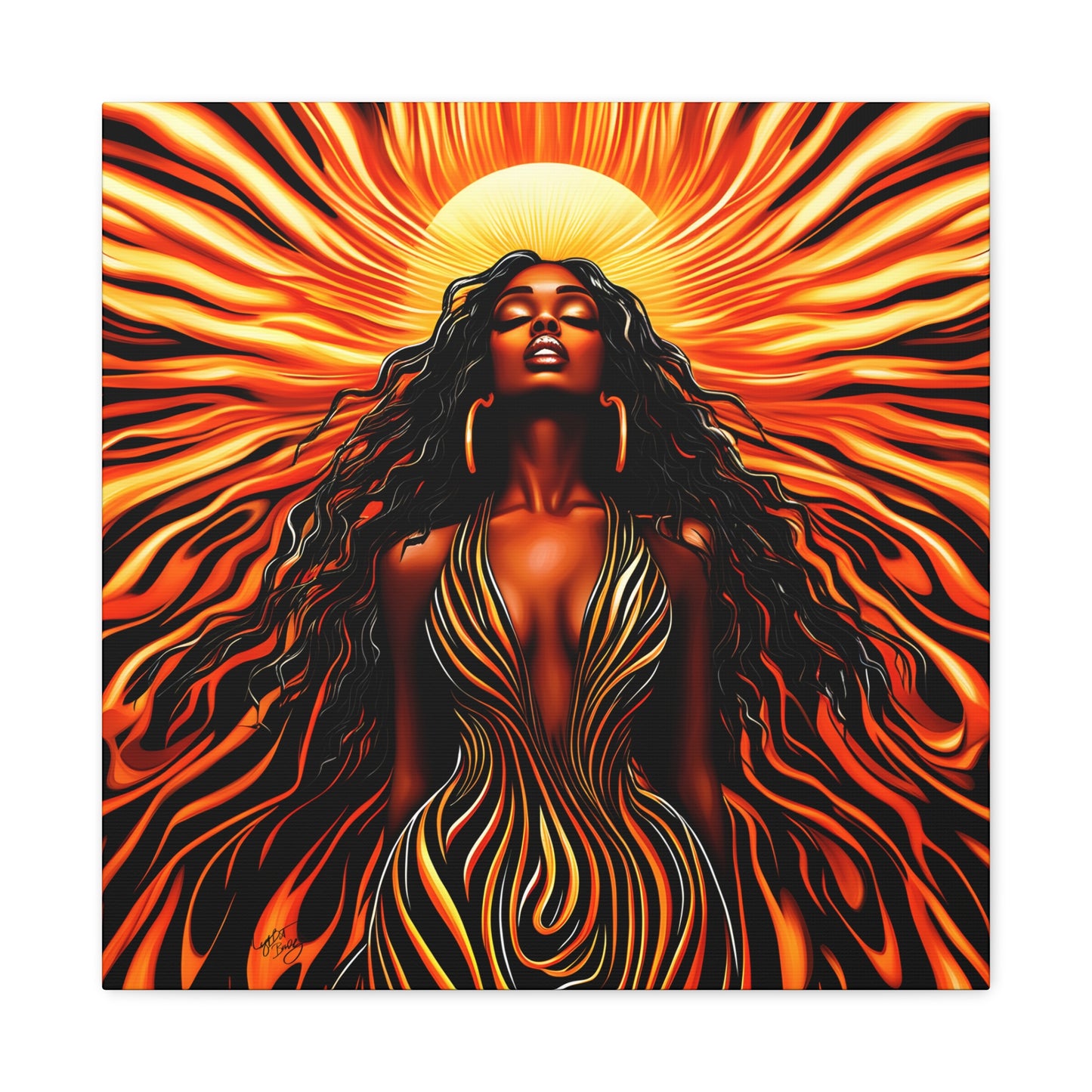 Sunkissed Afrocentric Black Woman Abstract Art Canvas Wall Print