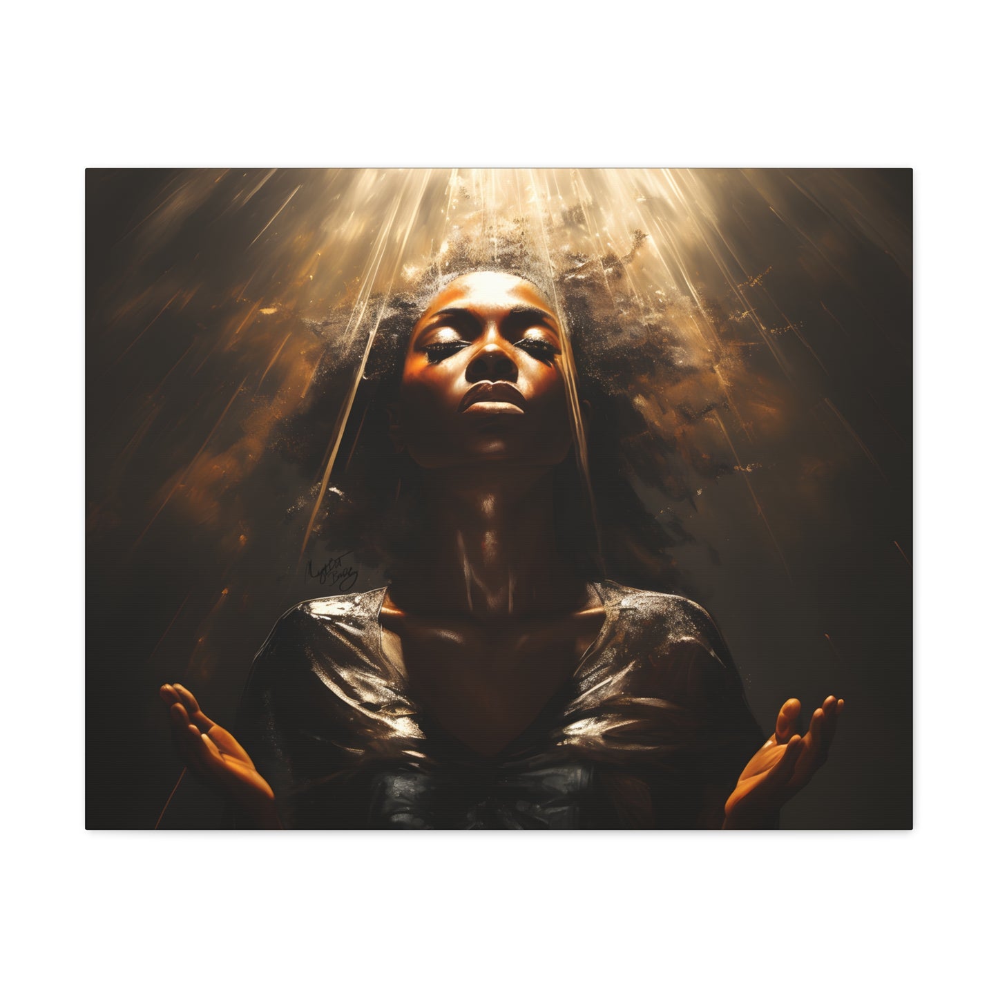 Give Me Strength Afrocentric Black Woman Inspirational Spiritual Art Canvas Wall Print