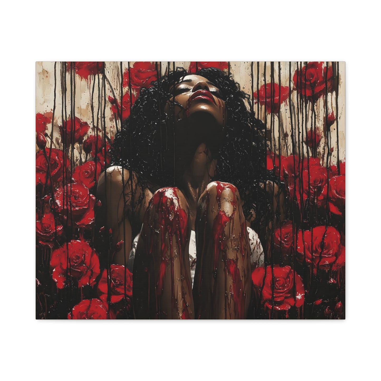 Like A Rose Black Woman Art Canvas Wall Print