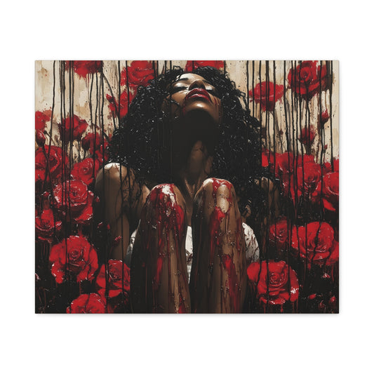 Like A Rose Black Woman Art Canvas Wall Print