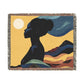 The Rising Sun Afrocentric Black Woman Abstract Art Woven Throw Blanket