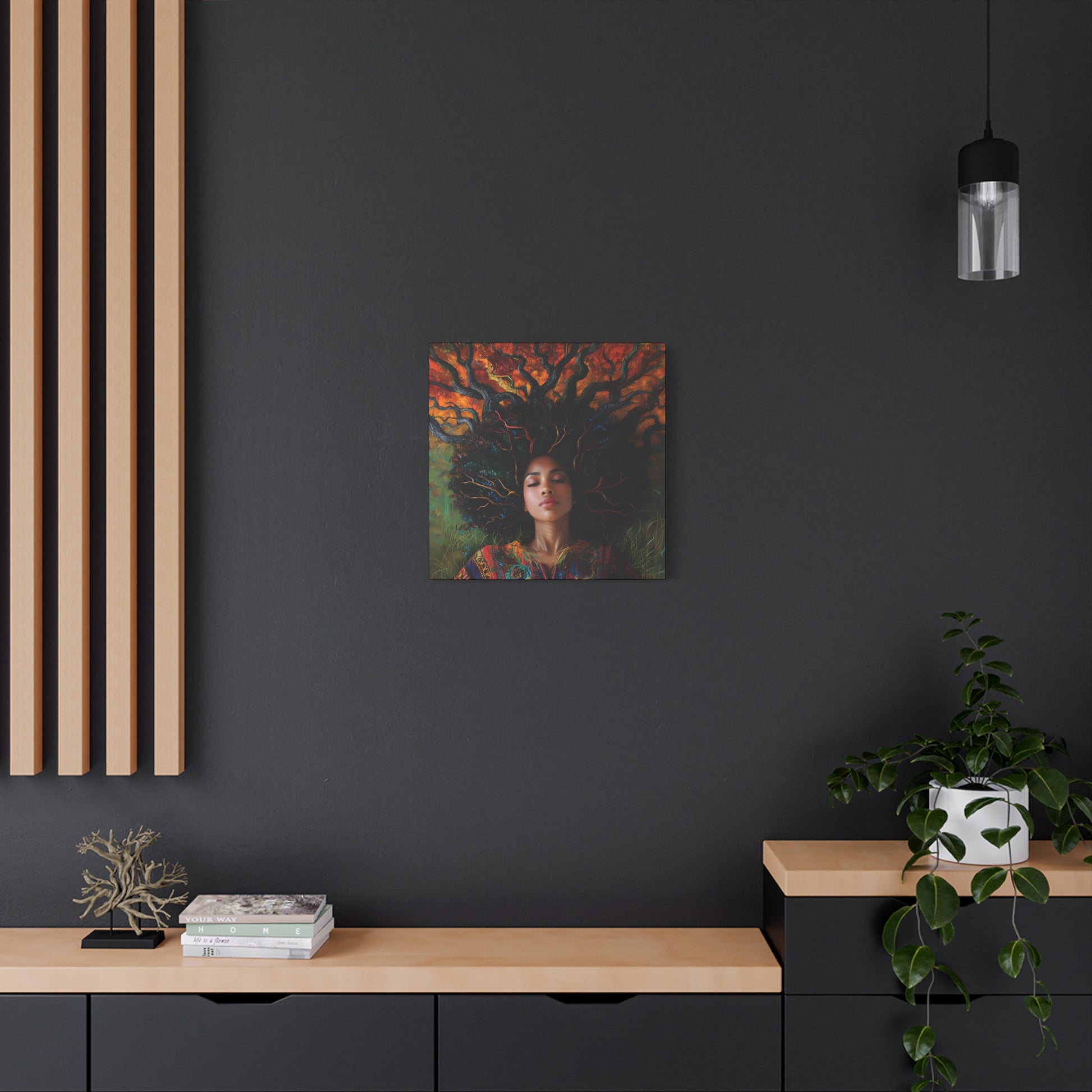 Rooted In My Mind Afrocentric Black Woman Inspirational Spiritual Art Canvas Wall Print - Xtreme Shopper