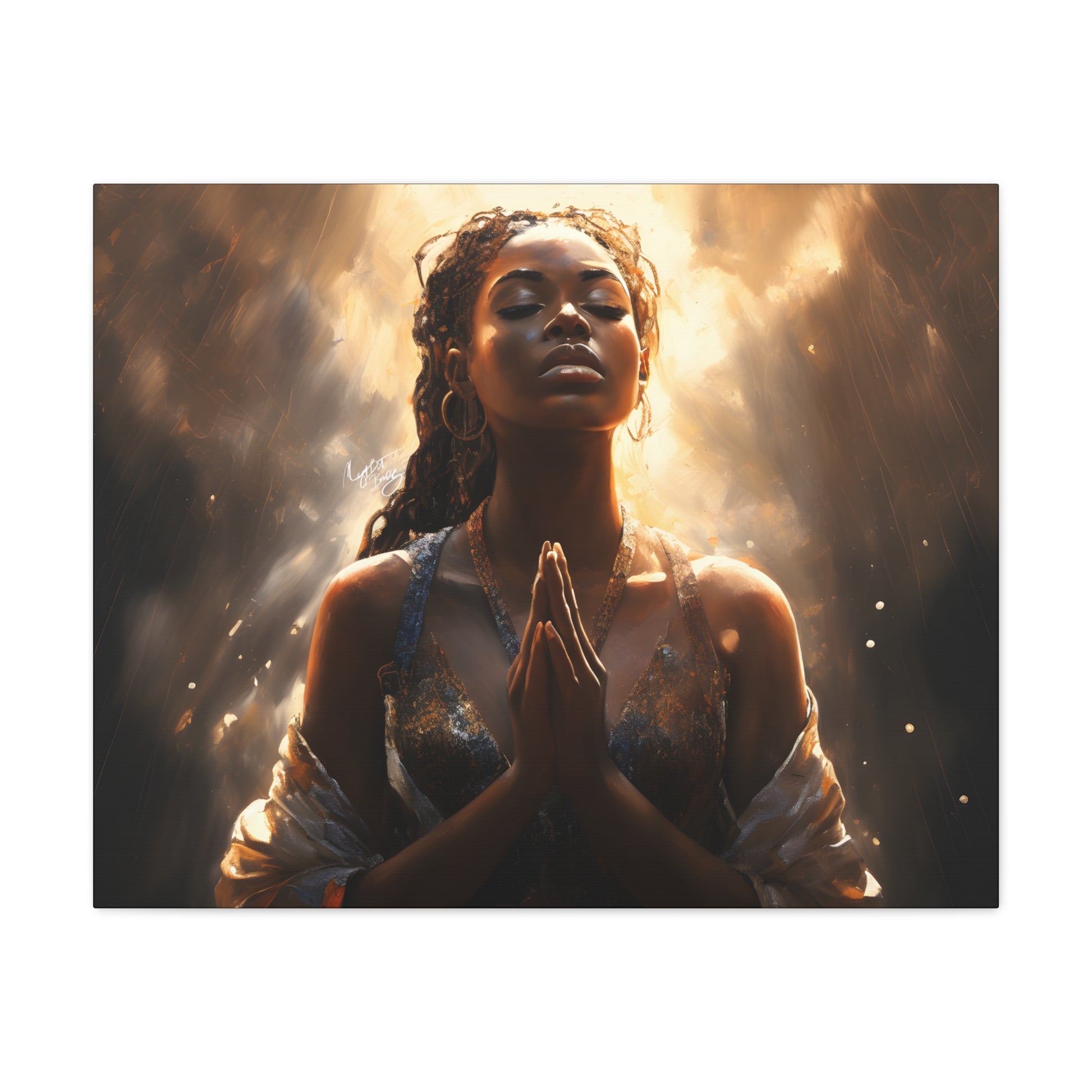 Please Listen To My Prayers Afrocentric Black Inspirational Spiritual Art Canvas Wall Print - Xtreme Shopper