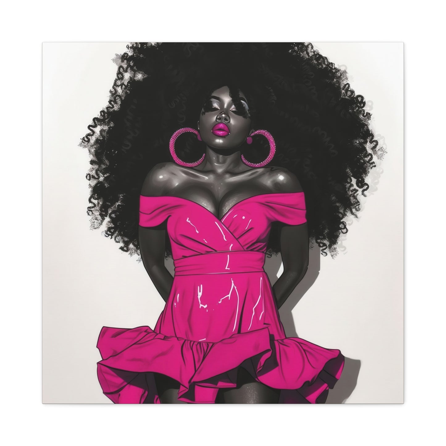 Pink Is My Color Black Woman Art Canvas Wall Print