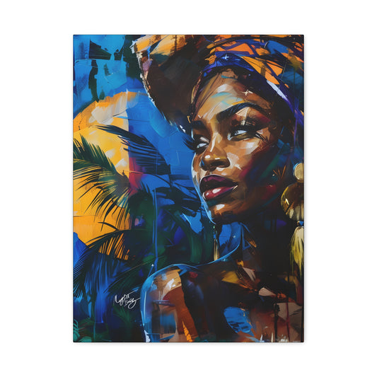 Vacation Vibes Afrocentric Black Woman Abstract Art Canvas Wall Print