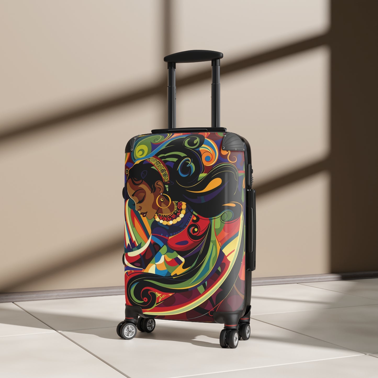 Surreally Beautiful One Black Woman Art Hardshell Hardside Lockable Spinner Suitcase