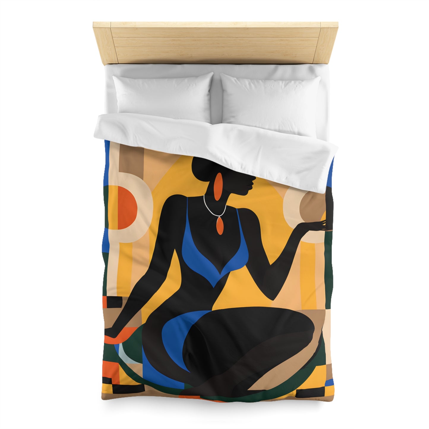 Rising Sun Black Woman Abstract Art Microfiber Duvet Cover