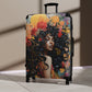 Universe Of Flowers Black Art Hardshell Hardside Lockable Spinner Suitcase Luggage