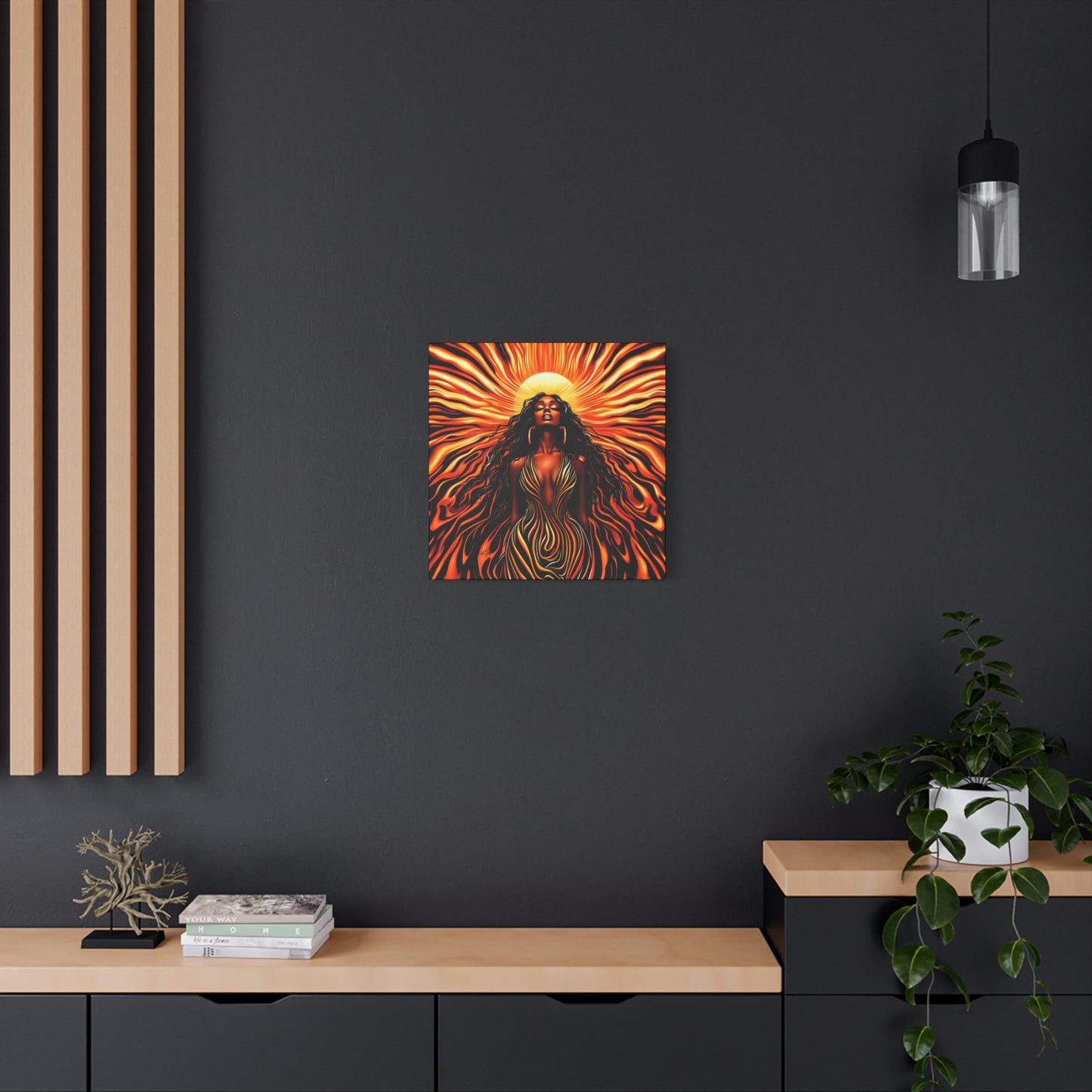 Sunkissed Afrocentric Black Woman Abstract Art Canvas Wall Print
