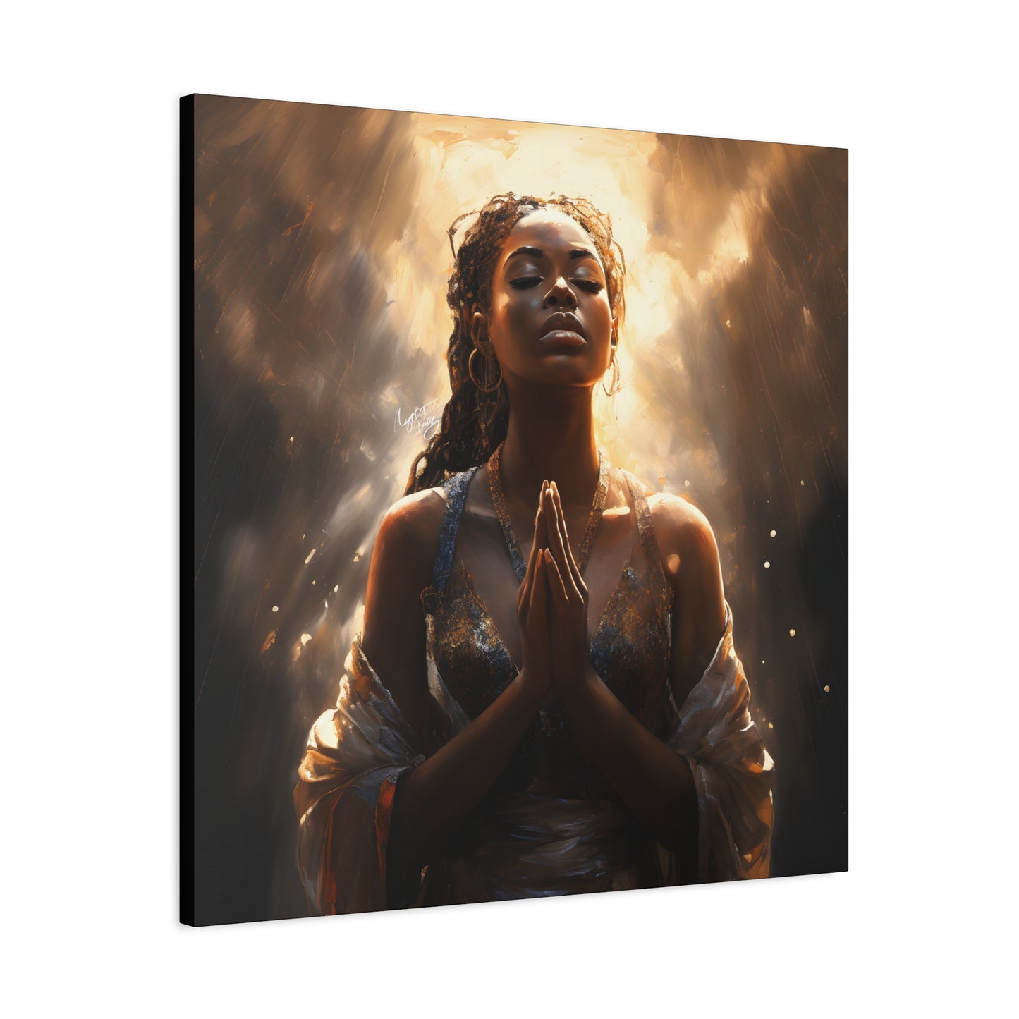 Please Listen To My Prayers Afrocentric Black Inspirational Spiritual Art Canvas Wall Print - Xtreme Shopper