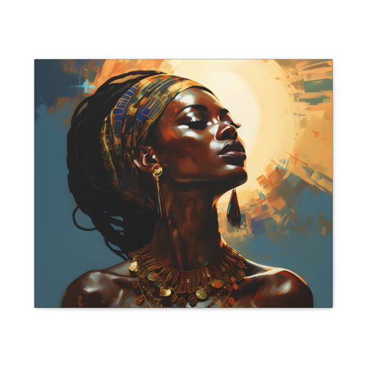 Worship The Sun Afrocentric Black Woman Art Canvas Wall Print