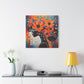 Flowery Thoughts Black Woman Art Canvas Wall Print