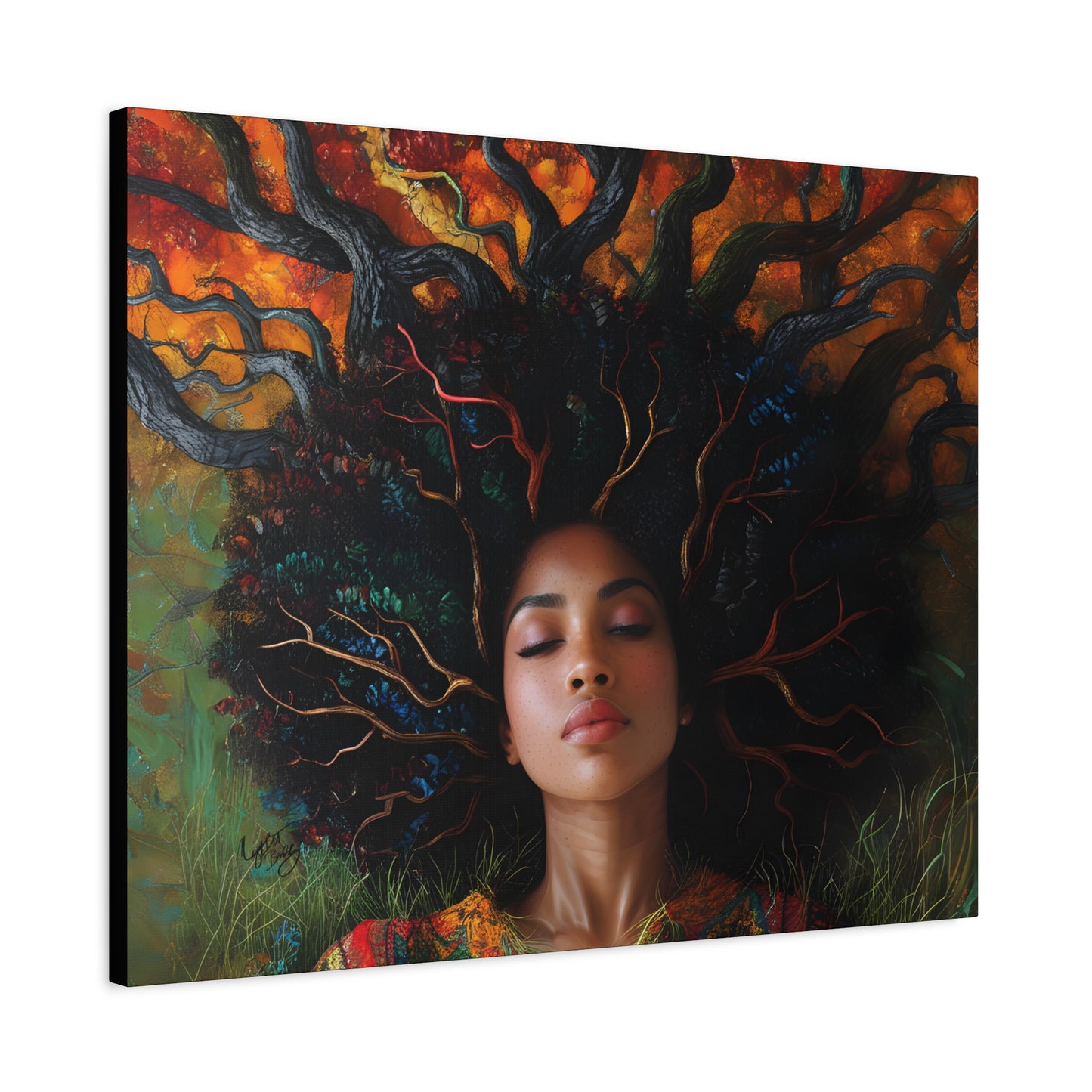 Rooted In My Mind Afrocentric Black Woman Inspirational Spiritual Art Canvas Wall Print - Xtreme Shopper