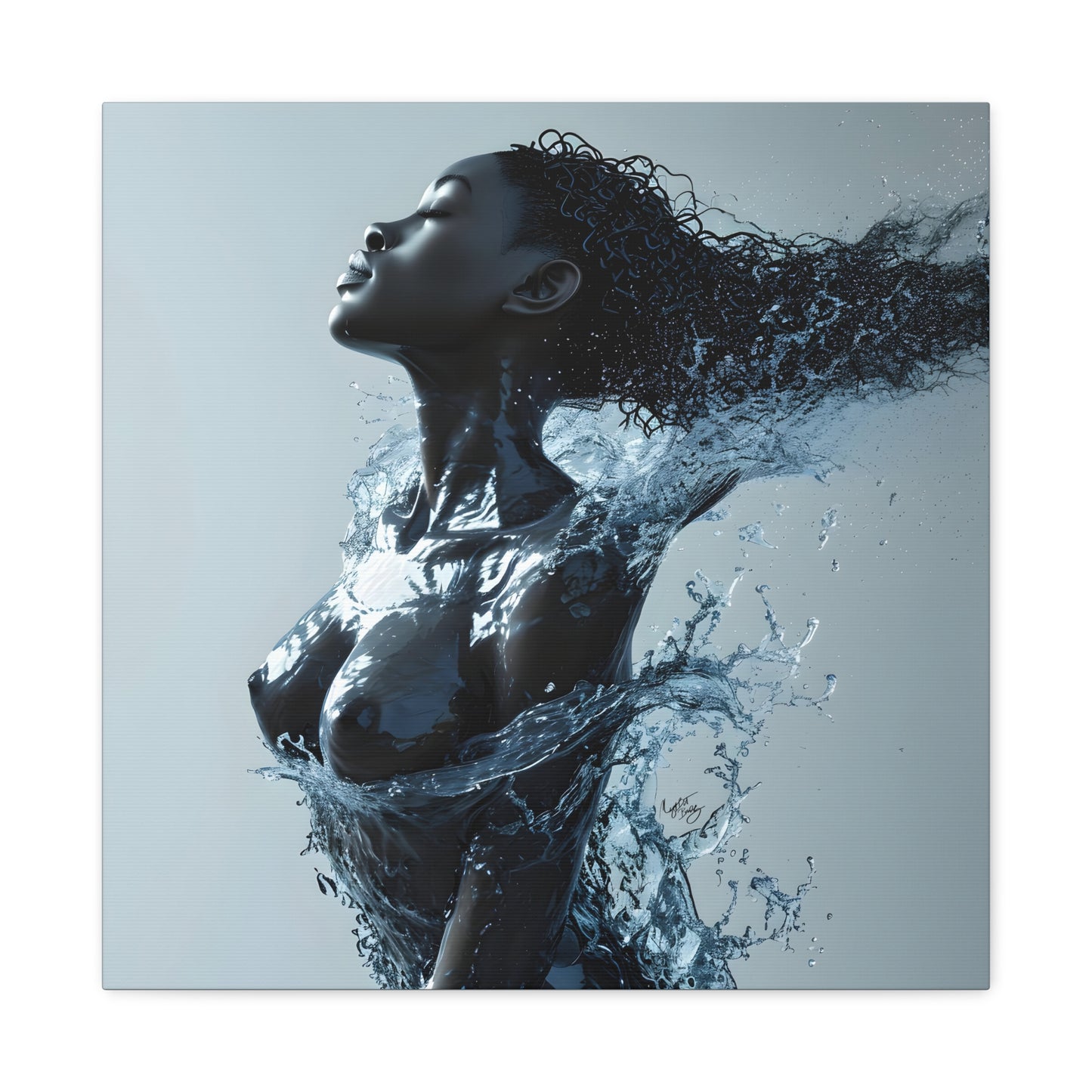 Moisturized and Unbothered Afrocentric Black Woman Art Canvas Wall Print