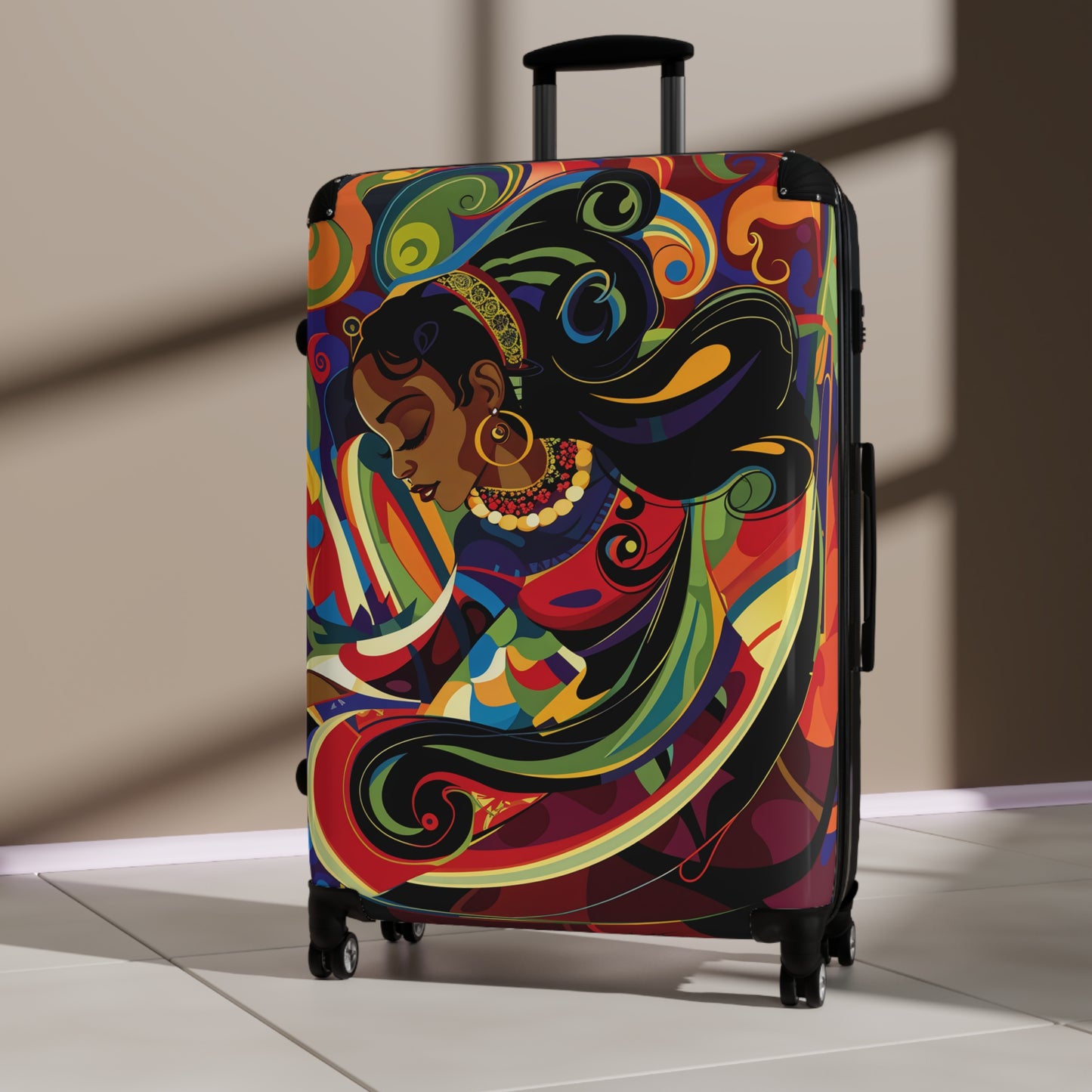 Surreally Beautiful One Black Woman Art Hardshell Hardside Lockable Spinner Suitcase