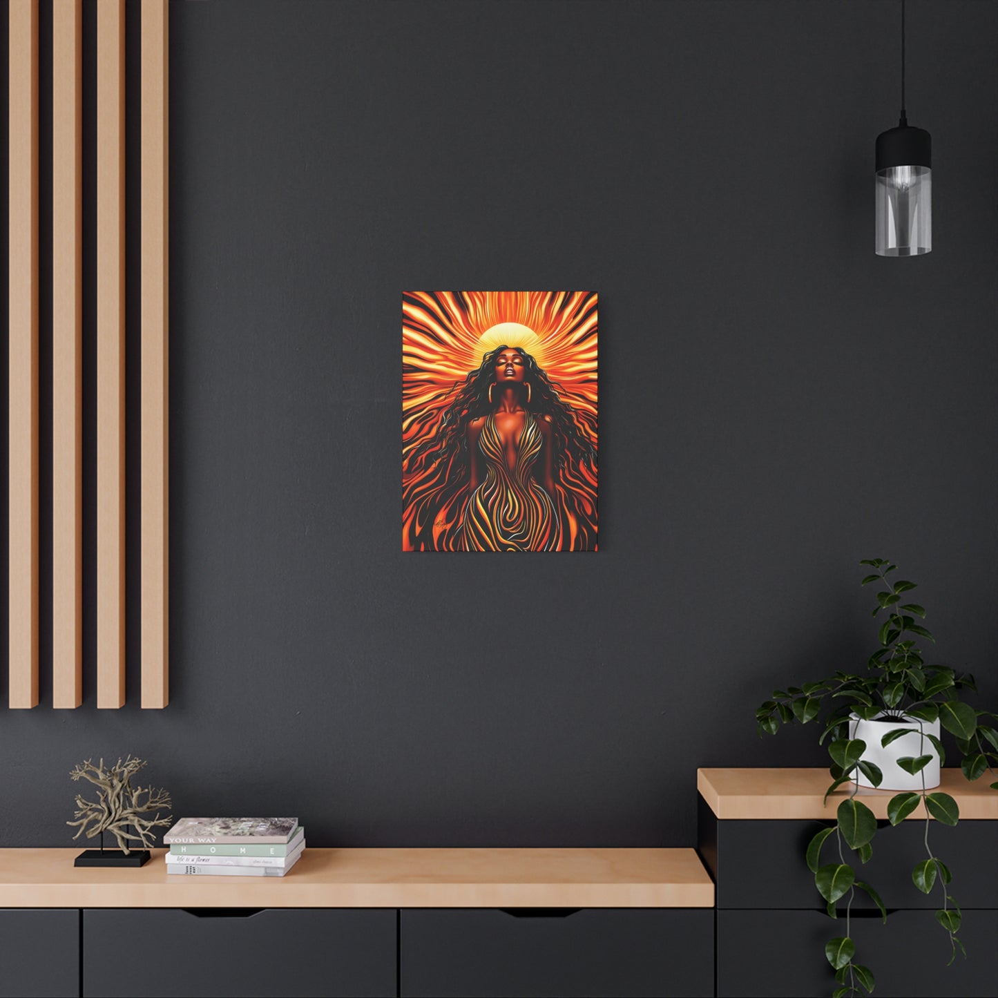 Sunkissed Afrocentric Black Woman Abstract Art Canvas Wall Print