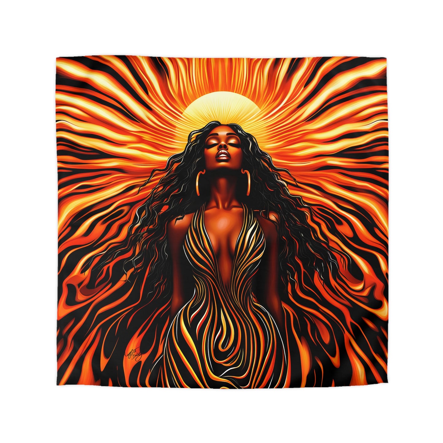 Beautiful Sunrising Black Woman Abstract Art Microfiber Duvet Cover