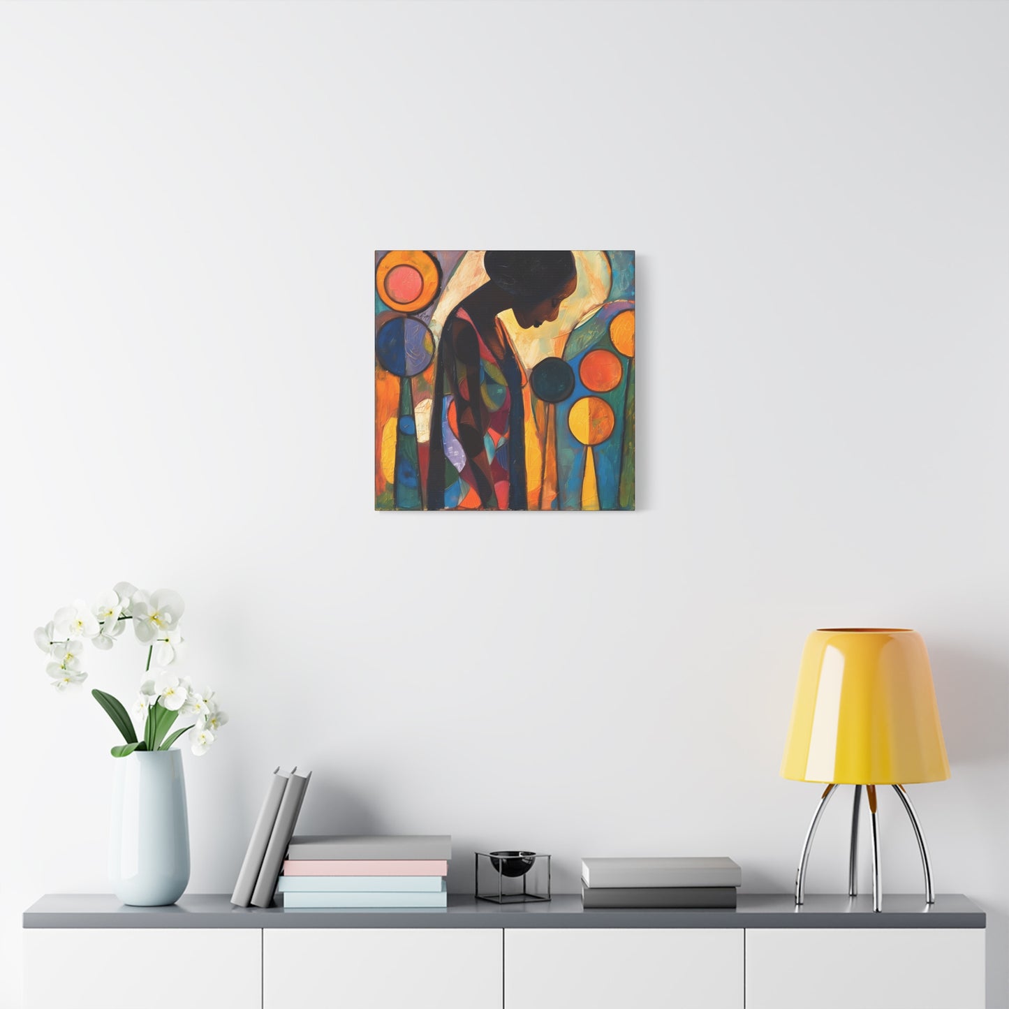 At Peace In Abstract Afrocentric Black Woman Abstract Art Canvas Wall Print - Xtreme Shopper